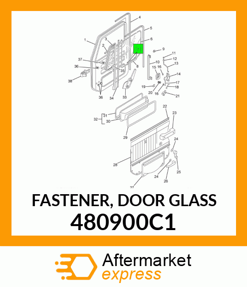 FASTENER, DOOR GLASS 480900C1