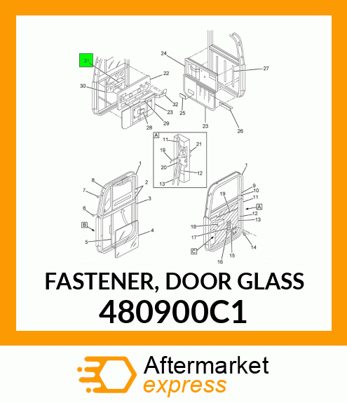 FASTENER, DOOR GLASS 480900C1