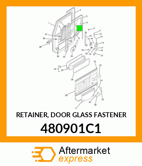 RETAINER, DOOR GLASS FASTENER 480901C1