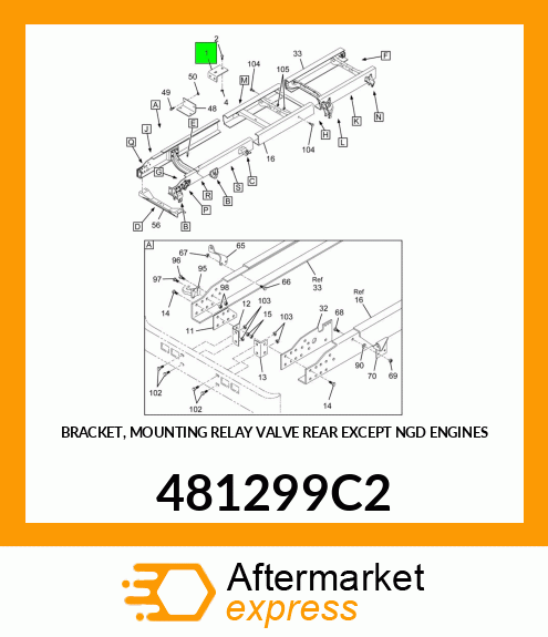 BRACKET, MOUNTING RELAY VALVE REAR EXCEPT NGD ENGINES 481299C2