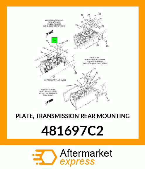 PLATE, TRANSMISSION REAR MOUNTING 481697C2