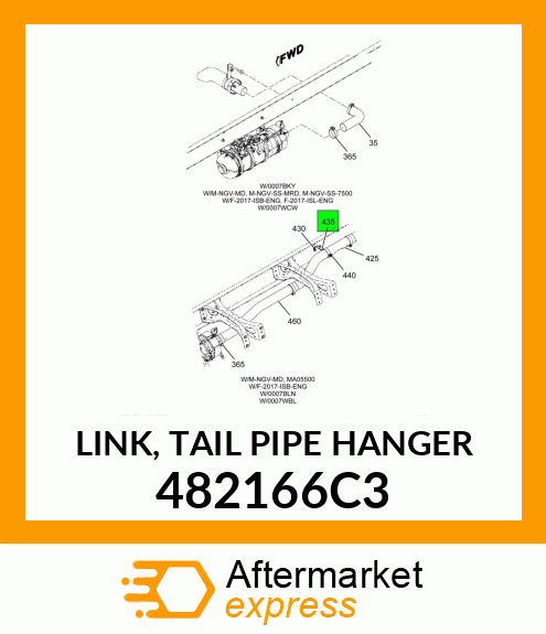 LINK, TAIL PIPE HANGER 482166C3