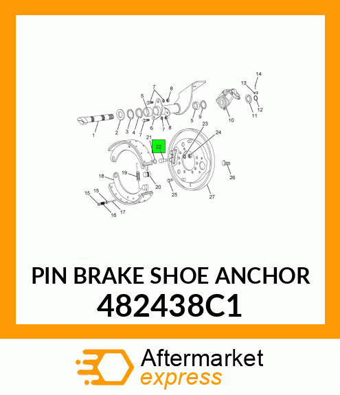 PIN BRAKE SHOE ANCHOR 482438C1