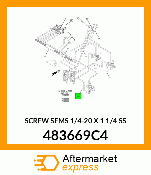 SCREW SEMS 1/4-20 X 1 1/4 SS 483669C4