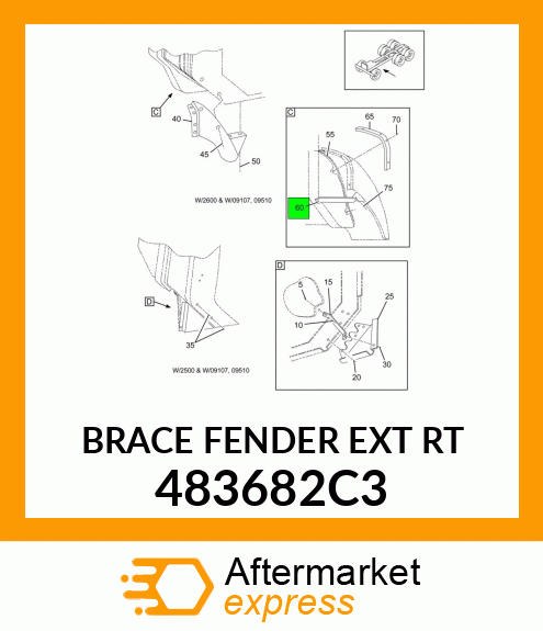 BRACE FENDER EXT RT 483682C3