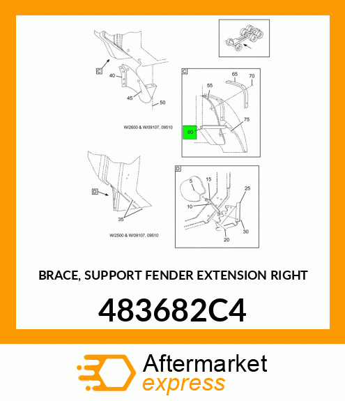 BRACE, SUPPORT FENDER EXTENSION RIGHT 483682C4