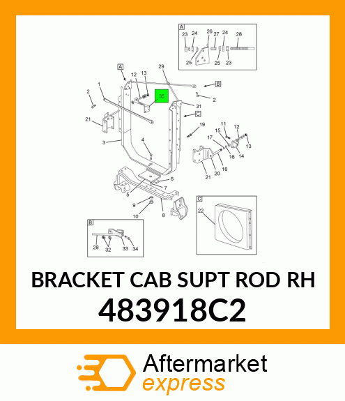 BRACKET CAB SUPT ROD RH 483918C2