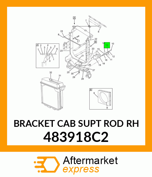 BRACKET CAB SUPT ROD RH 483918C2