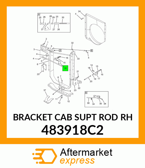 BRACKET CAB SUPT ROD RH 483918C2