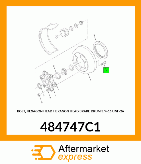 BOLT, HEXAGON HEAD HEXAGON HEAD BRAKE DRUM 3/4-16 UNF-2A 484747C1