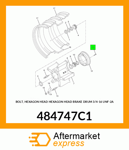 BOLT, HEXAGON HEAD HEXAGON HEAD BRAKE DRUM 3/4-16 UNF-2A 484747C1