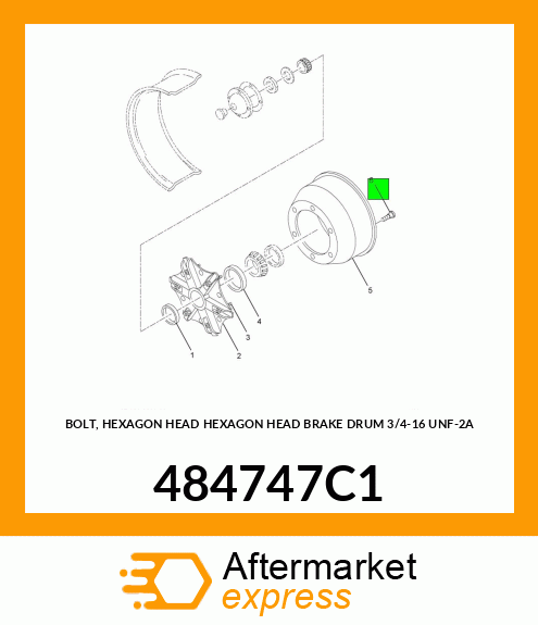 BOLT, HEXAGON HEAD HEXAGON HEAD BRAKE DRUM 3/4-16 UNF-2A 484747C1