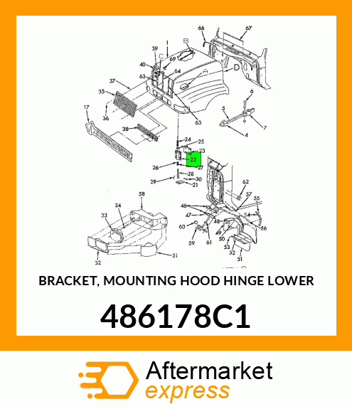 BRACKET, MOUNTING HOOD HINGE LOWER 486178C1