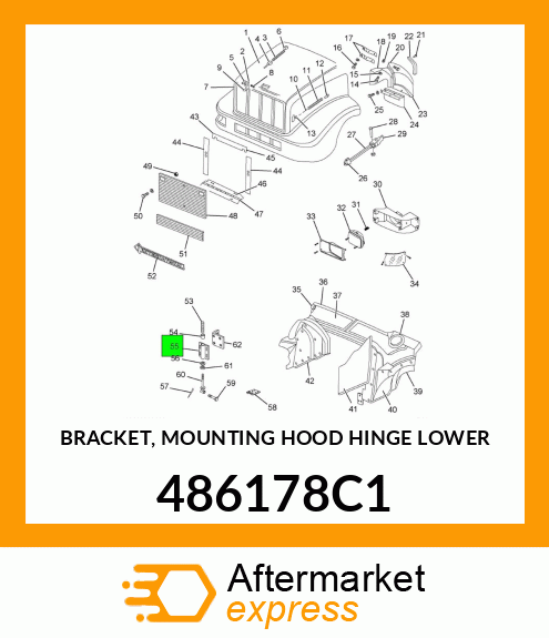 BRACKET, MOUNTING HOOD HINGE LOWER 486178C1