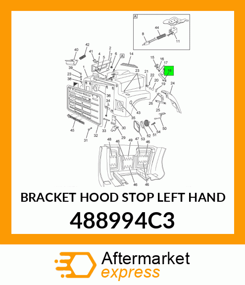 BRACKET HOOD STOP LEFT HAND 488994C3