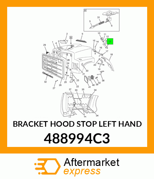 BRACKET HOOD STOP LEFT HAND 488994C3