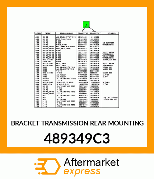 BRACKET TRANSMISSION REAR MOUNTING 489349C3