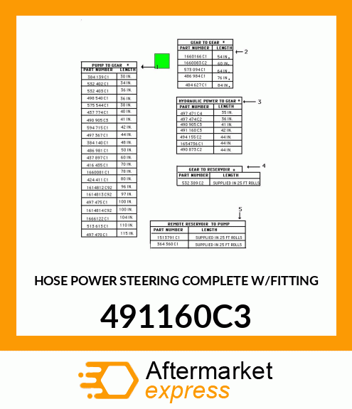 HOSE POWER STEERING COMPLETE W/FITTING 491160C3