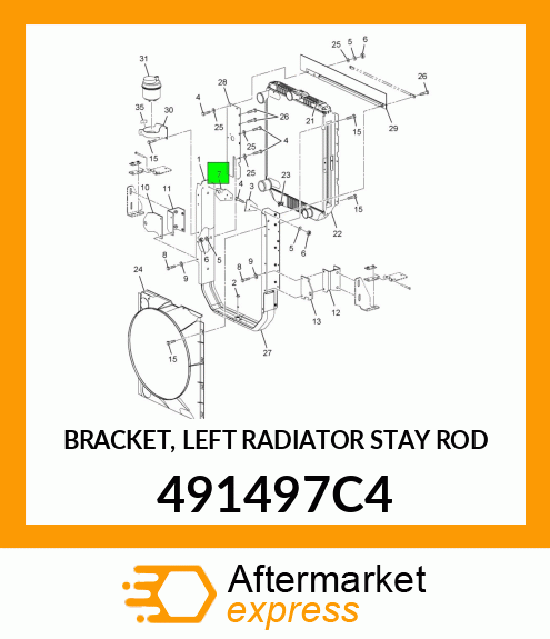 BRACKET, LEFT RADIATOR STAY ROD 491497C4