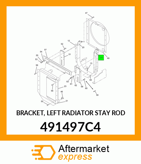 BRACKET, LEFT RADIATOR STAY ROD 491497C4