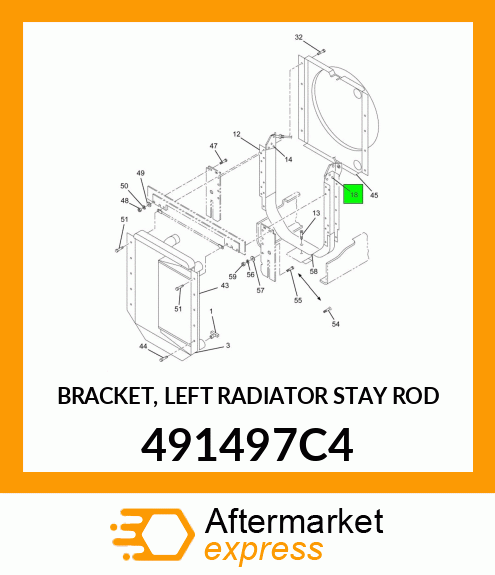 BRACKET, LEFT RADIATOR STAY ROD 491497C4