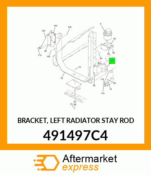 BRACKET, LEFT RADIATOR STAY ROD 491497C4