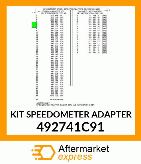 KIT SPEEDOMETER ADAPTER 492741C91