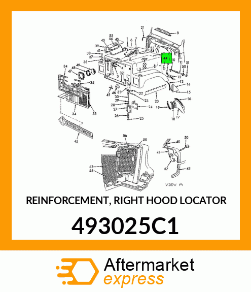 REINFORCEMENT, RIGHT HOOD LOCATOR 493025C1