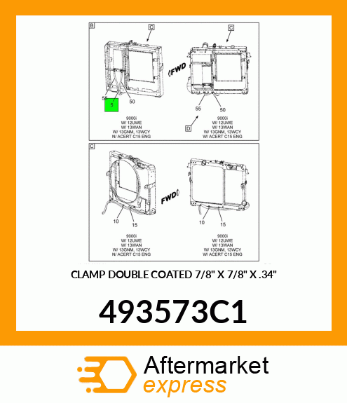 CLAMP DOUBLE COATED 7/8" X 7/8" X .34" 493573C1