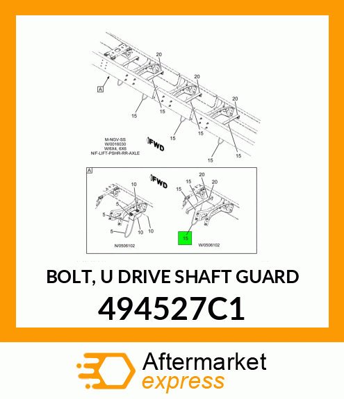 BOLT, "U" DRIVE SHAFT GUARD 494527C1