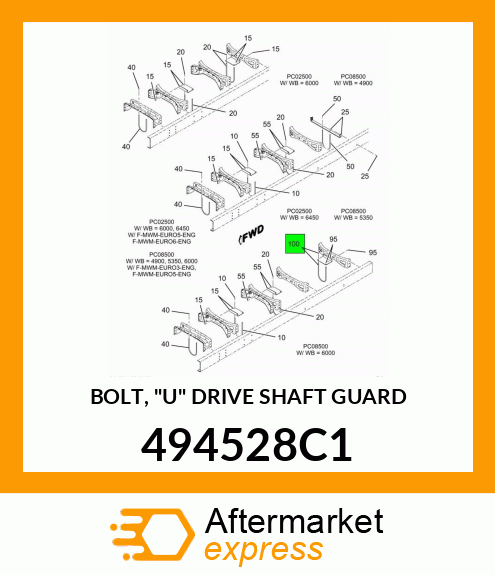 BOLT, "U" DRIVE SHAFT GUARD 494528C1