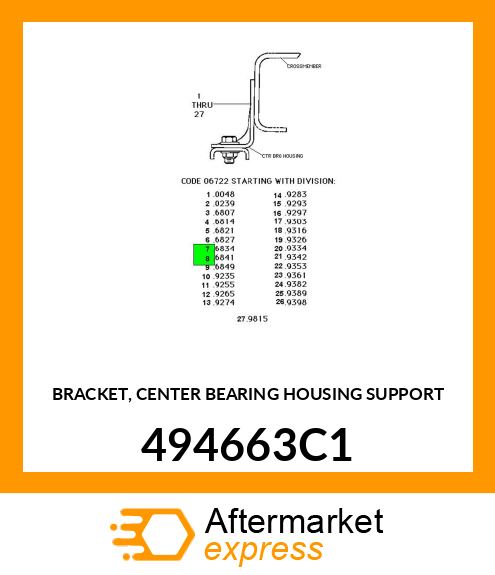 BRACKET, CENTER BEARING HOUSING SUPPORT 494663C1