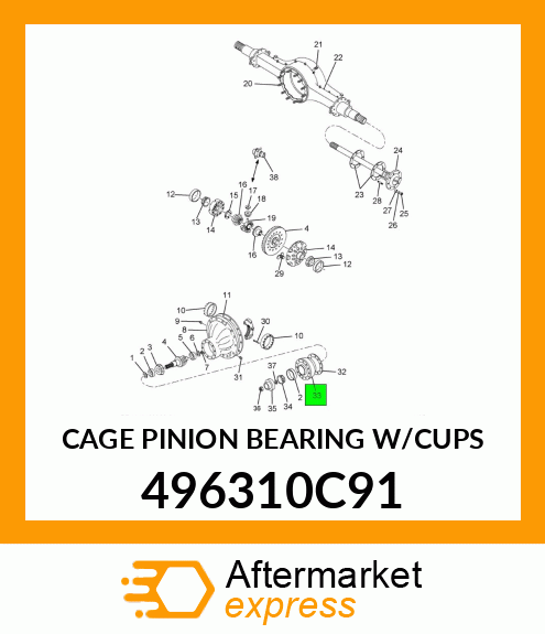 CAGE PINION BEARING W/CUPS 496310C91