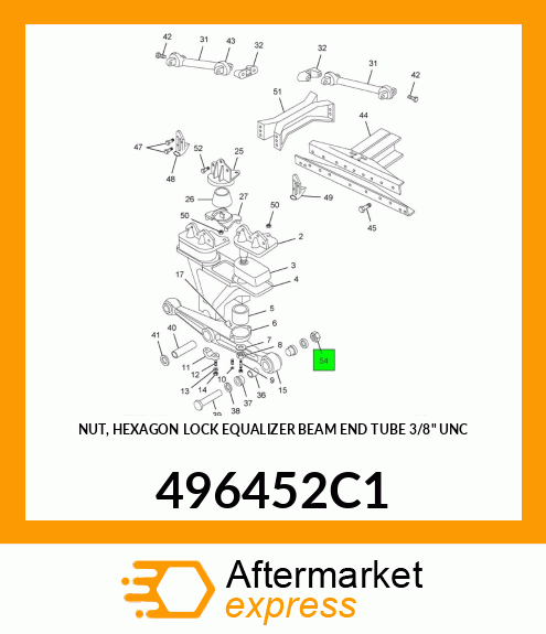 NUT, HEXAGON LOCK EQUALIZER BEAM END TUBE 3/8" UNC 496452C1