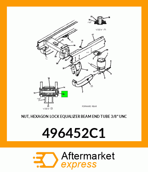 NUT, HEXAGON LOCK EQUALIZER BEAM END TUBE 3/8" UNC 496452C1