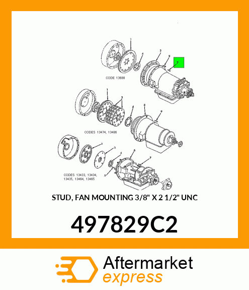 STUD, FAN MOUNTING 3/8" X 2 1/2" UNC 497829C2