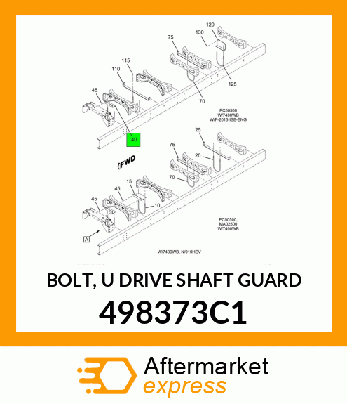 BOLT, "U" DRIVE SHAFT GUARD 498373C1