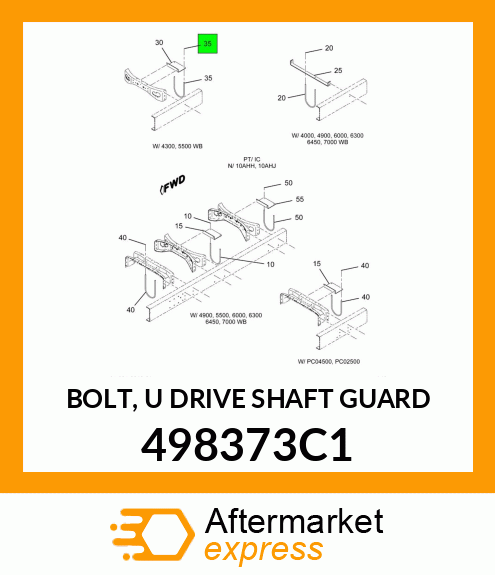 BOLT, "U" DRIVE SHAFT GUARD 498373C1