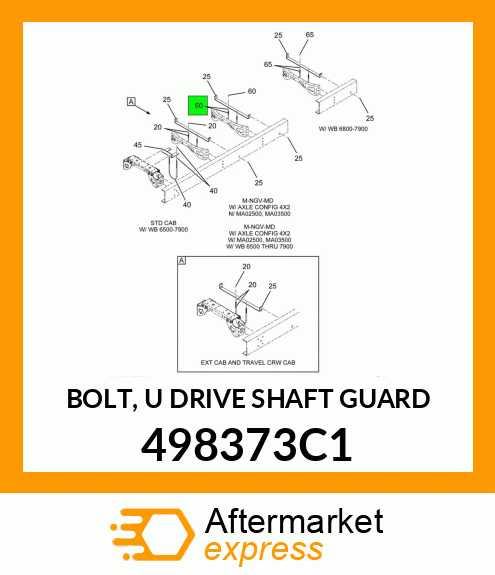 BOLT, "U" DRIVE SHAFT GUARD 498373C1