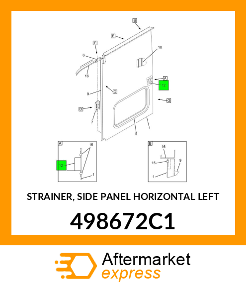 STRAINER, SIDE PANEL HORIZONTAL LEFT 498672C1