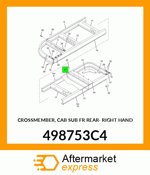 CROSSMEMBER, CAB SUB FR REAR- RIGHT HAND 498753C4