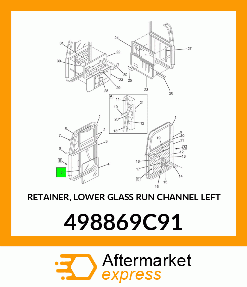 RETAINER, LOWER GLASS RUN CHANNEL LEFT 498869C91