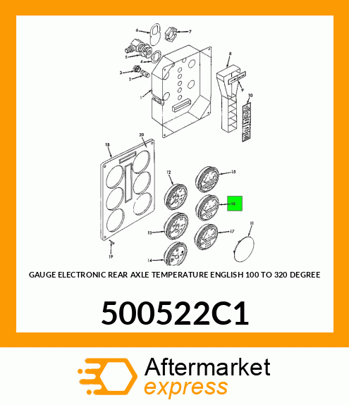 GAUGE ELECTRONIC REAR AXLE TEMPERATURE ENGLISH 100 TO 320 DEGREE 500522C1