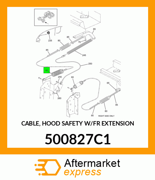 CABLE, HOOD SAFETY W/FR EXTENSION 500827C1