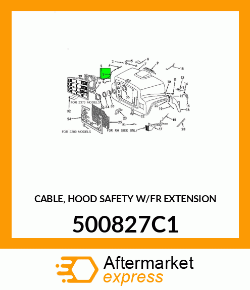 CABLE, HOOD SAFETY W/FR EXTENSION 500827C1