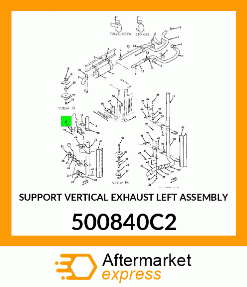 SUPPORT VERTICAL EXHAUST LEFT ASSEMBLY 500840C2