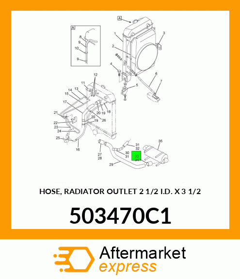 HOSE, RADIATOR OUTLET 2 1/2" I.D. X 3 1/2" 503470C1