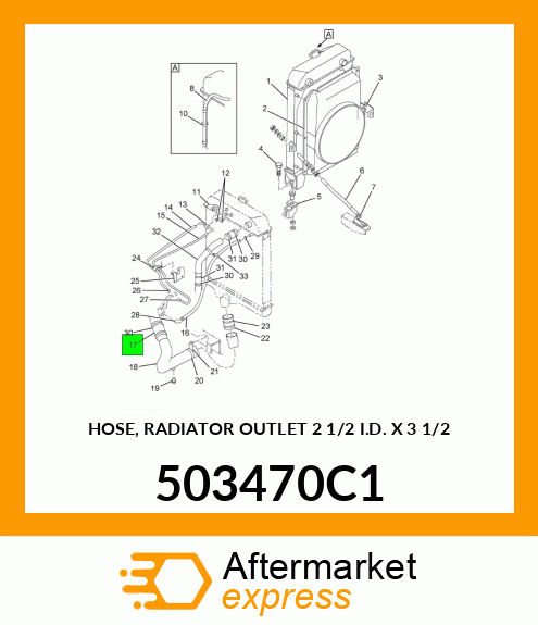 HOSE, RADIATOR OUTLET 2 1/2" I.D. X 3 1/2" 503470C1