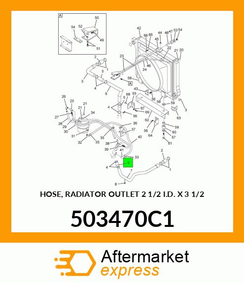 HOSE, RADIATOR OUTLET 2 1/2" I.D. X 3 1/2" 503470C1