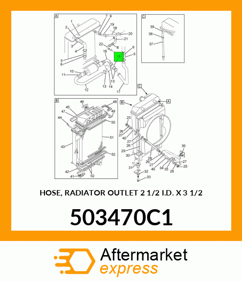 HOSE, RADIATOR OUTLET 2 1/2" I.D. X 3 1/2" 503470C1